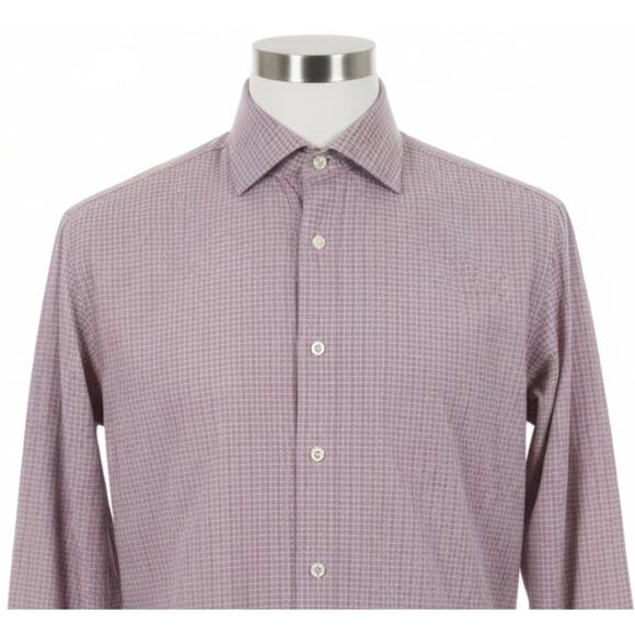 Joseph Abboud Button Up Shirt Men  15.5 Pink White Slim Fit Easy Care Preppy - Picture 1 of 5